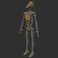 Mechanical Robotic Character With Long Neck Slender Limbs And Yellow Structure