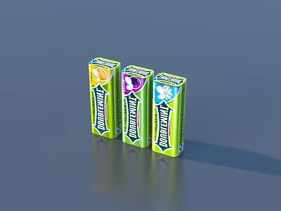 Mentholyptus Throat Lozenges Green Box Packaging With Lemon Grape Blueberry Flavors 3d model