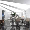 Modern Lounge Area Interior Design With Arched Doorway Gray Decorative Wall Marble Floor And Green Plant