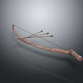 Ancient Wooden Hunting Bow With Arrows Isolated On Gray Background