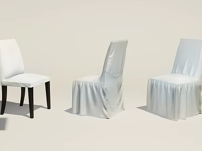 Elegant Upholstered Dining Chairs With White Seats Black Legs And Skirted Designs 3d model
