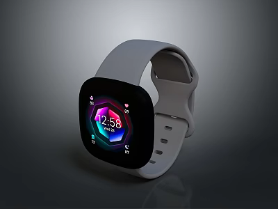 Fashionable Smartwatch With White Strap Square Dial And Colorful Display As Accessory 3d model