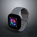 Fashionable Smartwatch With White Strap Square Dial And Colorful Display As Accessory