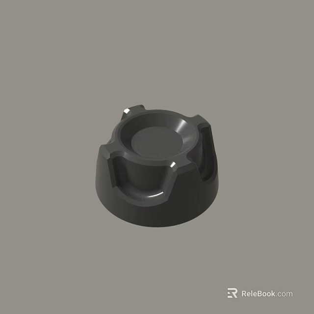 Black Industrial Mechanical Component With Circular Top And Protruding Edges 3d model 