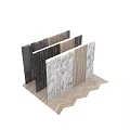 Modern Wall Decor With Marble Texture And Vertical Slats Design