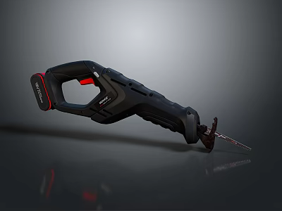 Black Red Electric Reciprocating Saw With Ergonomic Handle And Sharp Blade 3d model