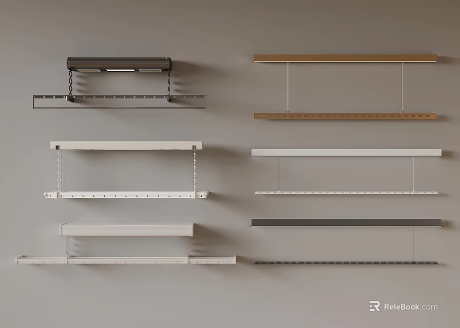 Modern Wall Mounted Shelves with Diverse Designs and Materials for Home Decor 3d model 