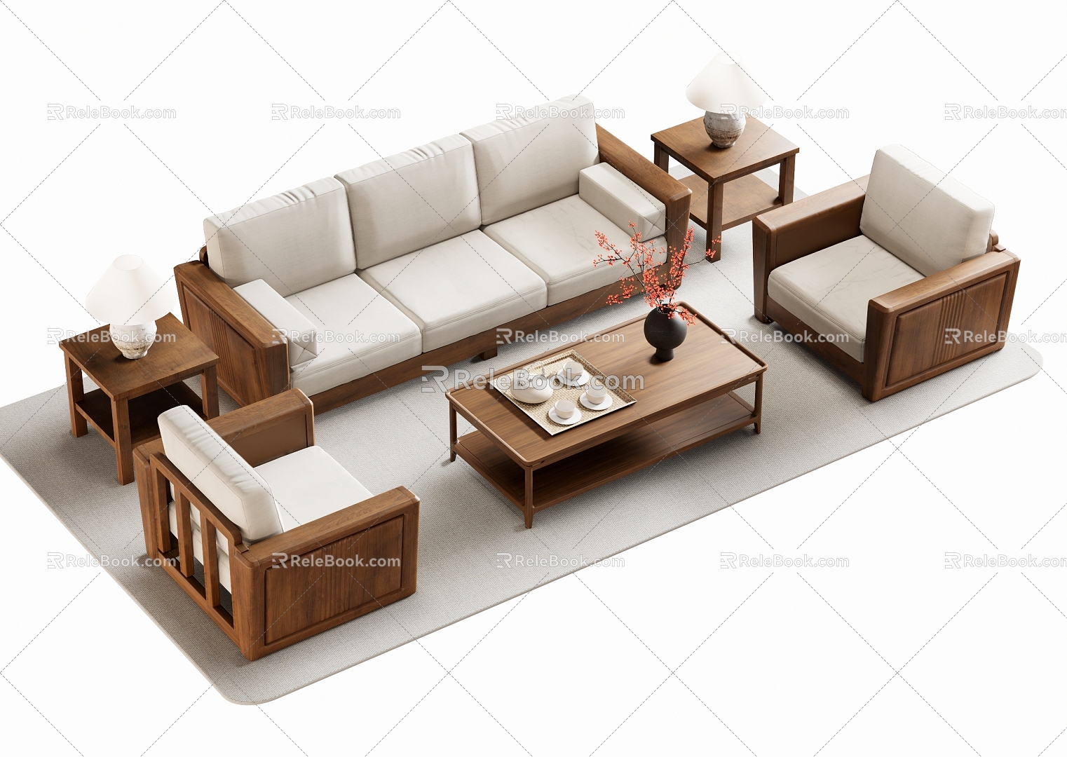 New Chinese Sofa Coffee Table 3d model