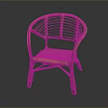Handcrafted Rattan Wicker Stool with Curved Armrests and Woven Seat Backrest