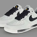 White Nike Sneakers With Black Laces And Small Yellow Flower On Tongue