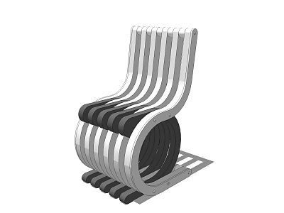 Modern Striped Outdoor Chair With Curved Backrest And Stylish Sleek Design 3d model