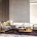 Japanese sofa and coffee table combination 3d model