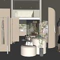 Modern Clothing Store Interior With Mannequins Hangers Display Shelves And Comfortable Sofa
