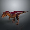 Detailed Realistic 3D Rendered Dinosaur With Red Brown Striped Skin In Lifelike Standing Pose