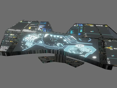 Futuristic Illuminated Control Panel With Complex Modular Layout And Tech Interface 3d model