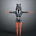 Fashionable Black Hoodie With Wolf Ear Design And Matching Shorts Outfit