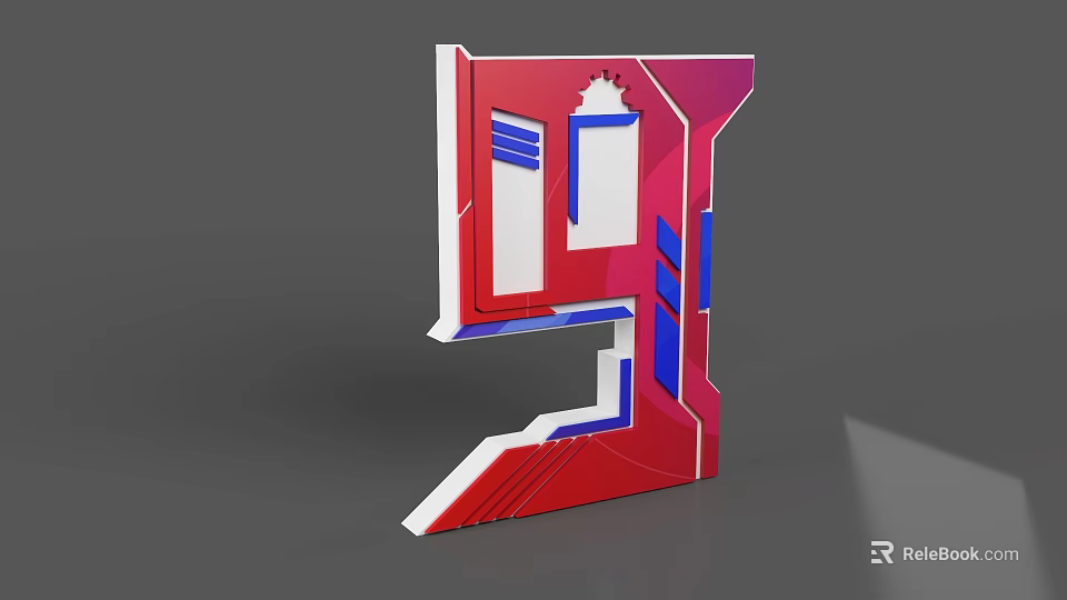 Modern 3D Letter Design With Red Blue Geometric Shapes And Layered Structure 3d model 