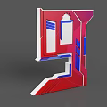 Modern 3D Letter Design With Red Blue Geometric Shapes And Layered Structure