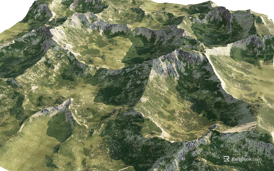 Garden Landscape Featuring Mountainous Terrain And Lush Green Vegetation 3d model 