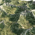 Garden Landscape Featuring Mountainous Terrain And Lush Green Vegetation