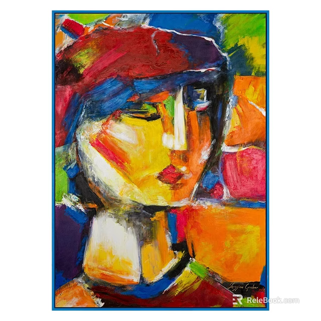 Abstract Painting Vibrant Colorful Portrait With Geometric Shapes And Expressive Brushstrokes 3d model 