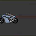Futuristic Long Sleek Blue Silver Motorcycle With Streamlined Body And Black Wheels