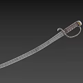 Antique Saber Sword with Curved Steel Blade Leather Wrapped Handle and Brass Guard Ring