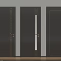 Modern Dark Gray Swing Doors With Golden Decorative Patterns And Smooth Surface 3d model