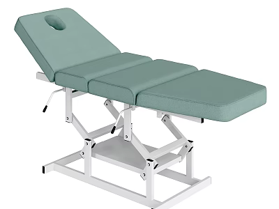 Massage Table With Light Green Padded Mattress And White Metal Frame 3d model