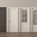 Dark Gray And White Hinged Doors With Glass Panels And Solid Designs 3d model
