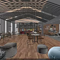 Spacious Modern Gym Interior With Exercise Equipment Rest Area And Wooden Flooring