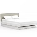 Modern Double Bed With Light Gray Headboard White Mattress And Two Pillows 3d model
