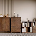 Rustic Wooden Entryway Cabinet And Sideboard With Storage Drawers Books Decorative Lamps And Candlesticks