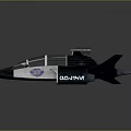 Futuristic Black And White Aircraft With Transparent Cockpit Emblem And Streamlined Design