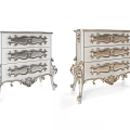 Classical Chest of Drawers with Silver and Gold Carved Details and Ornate Legs