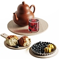 Internet Celebrity Punch Afternoon Tea Package Afternoon Tea Food Bread Fruit Tray Teapot Tea Set Internet Celebrity Punch 3d model