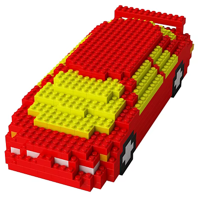 Red and Yellow Building Blocks Car Model Construction Toy for Kids 3d model