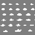 Wall Decor White Cloud Shaped Decorative Pieces on Black Background Neatly Arranged Modern Home Decoration