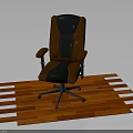 Black And Brown Office Chair With Armrests On Wheeled Base Wooden Floor