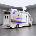 White Functional Vehicle With JL Logo Satellite Antenna And Blue Red Stripes