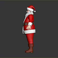 Santa Claus In Red Costume And Hat With White Beard Standing On Gray Background