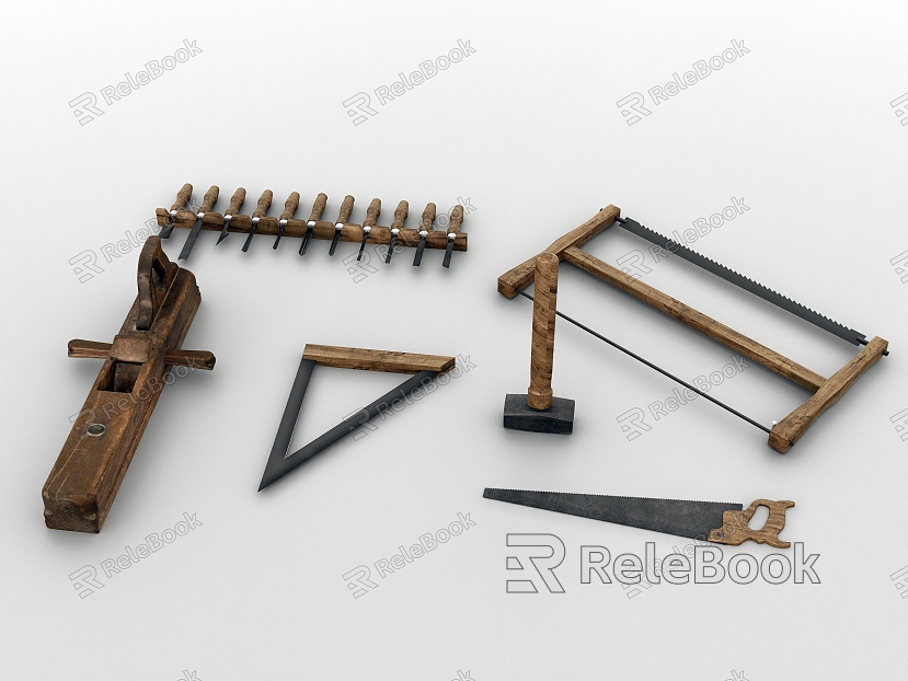 Traditional woodworking tools and equipment model