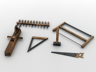 Traditional woodworking tools and equipment model