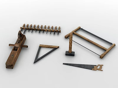 Traditional woodworking tools and equipment 3d model