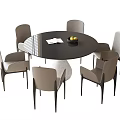 Modern Round Dining Table And Chairs Set With Open Book And Fruit Tray