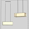 Modern Interior Hanging Chandeliers With Rectangular White Shades And Metallic Rods 3d model