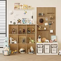Kids Room With Wooden Storage Shelves Wall Decor Organized Toys And Figurines