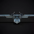 Blue Vintage American Fighter Jet Model With Twin Propellers And Number 73