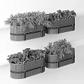 Colorful Ribbed Potted Plants in Blue Pink Green Beige Containers for Indoor Decor