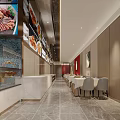 Elegant Restaurant Interior With Red Walls Wine Racks And Large Windows